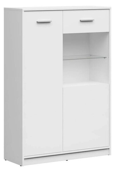 Vitrina NEPO PLUS, alb, PAL laminat/sticla, 90x34x132 cm