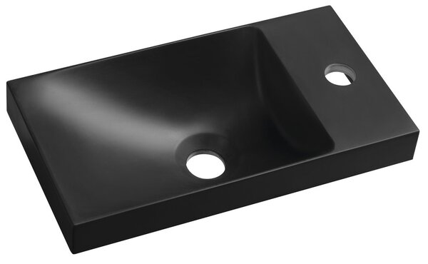 Sapho Sapho, chiuveta AGOS fara preaplin 40x22cm, marmura turnata, stanga/dreapta, negru mat, AS400B