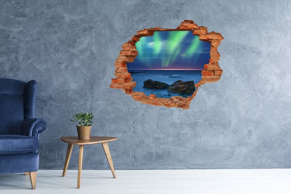 Autocolant autoadeziv gaură Aurora Boreală deasupra oceanului