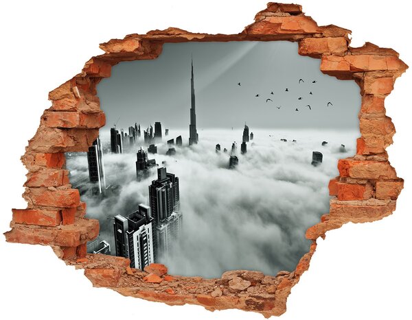 Autocolant 3D gaura cu priveliște Ceață peste cosmopolitul Dubai