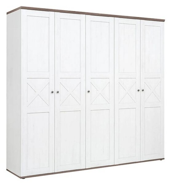 Dressing STOCKHOLM, pin alb andersen/stejar sonoma, PAL, cu 5 usi, 243x59x226 cm