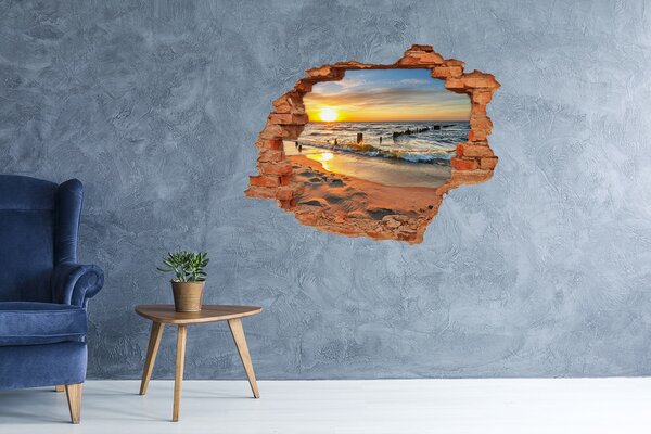 Fototapet 3D gaură în perete Apus de soare peste mare