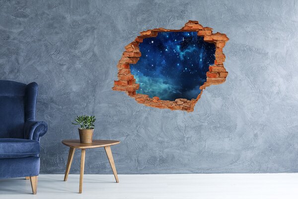 Fototapet un zid spart cu priveliște Spațiul cosmic din spatele peretelui