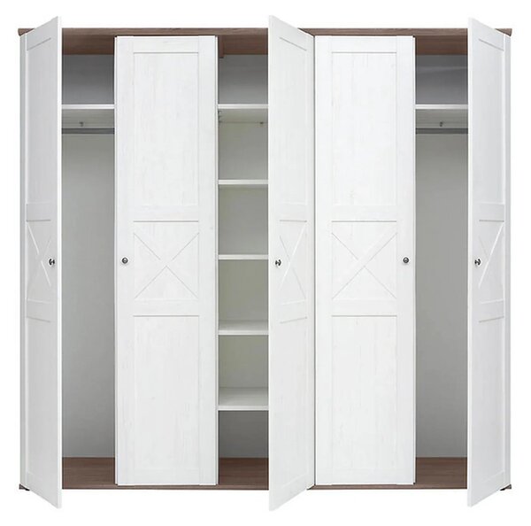 Dressing STOCKHOLM, pin alb andersen/stejar sonoma, PAL, cu 5 usi, 243x59x226 cm