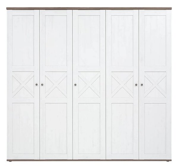 Dressing STOCKHOLM, pin alb andersen/stejar sonoma, PAL, cu 5 usi, 243x59x226 cm