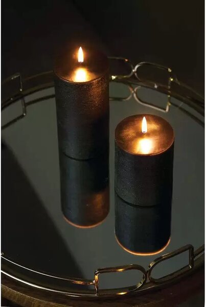 Pillar Candle LED 7,8 x 15,2 cm Rustic Forest Black - Uyuni Lighting