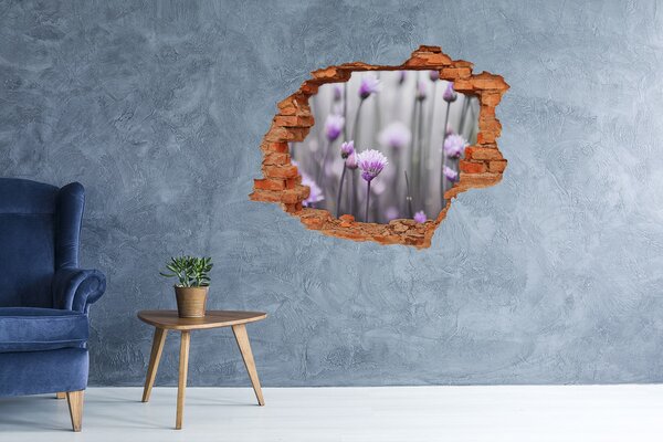 Autocolant gaură 3D Un paradis al florilor în spatele zidului