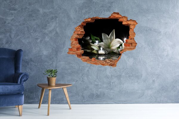 Fototapet un zid spart cu priveliște O oază florală de pace