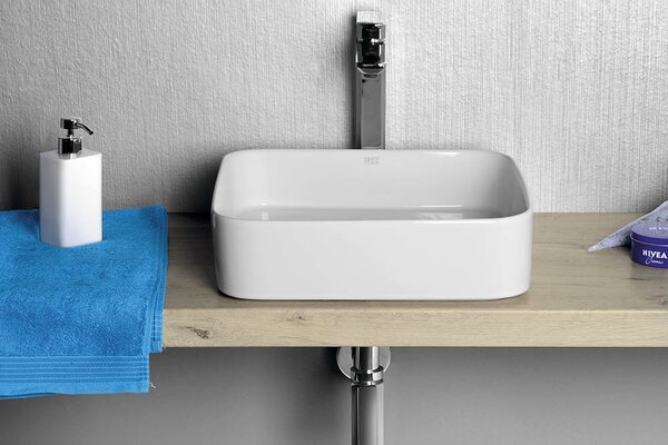 Sapho Sapho, Chiuveta blat din ceramica BLADE 40x11,5x40 cm fara preaplin, alb, WH050