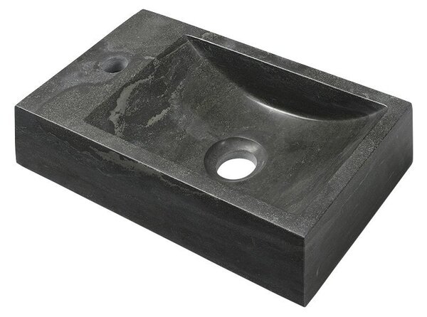 Sapho Sapho, chiuveta din piatra BLOK 40x10x22 cm, deschidere in stanga, antracit negru, 2401-38