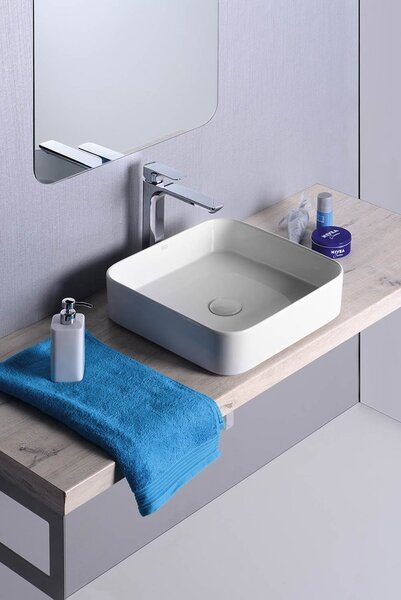 Sapho Sapho, Chiuveta blat din ceramica BLADE 40x11,5x40 cm fara preaplin, alb, WH050