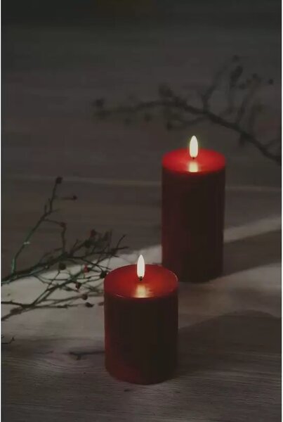 Pillar Candle LED 7,8 x 15,2 cm Rustic Carmine Red - Uyuni Lighting