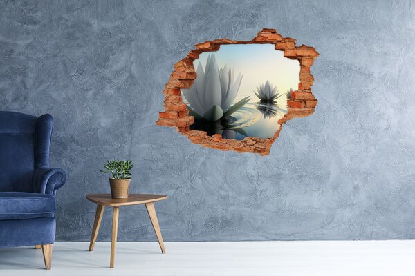 Autocolant gaură 3D Flori de lotus pe apă