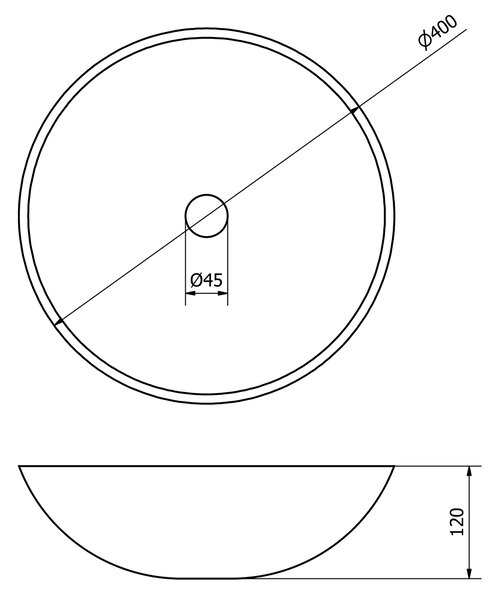Sapho Sapho, chiuvetă din piatră BLOK diametru 40 cm, marmură albă, lustruită, 2401-34