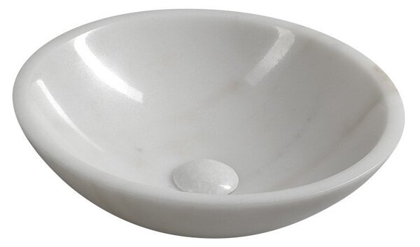 Sapho Sapho, chiuvetă din piatră BLOK diametru 40 cm, marmură albă, lustruită, 2401-34