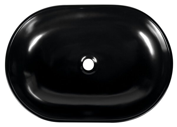 Sapho Sapho, chiuveta ceramica CALEO, diametru 60x42x14 cm, pentru blat, negru mat, CA590B