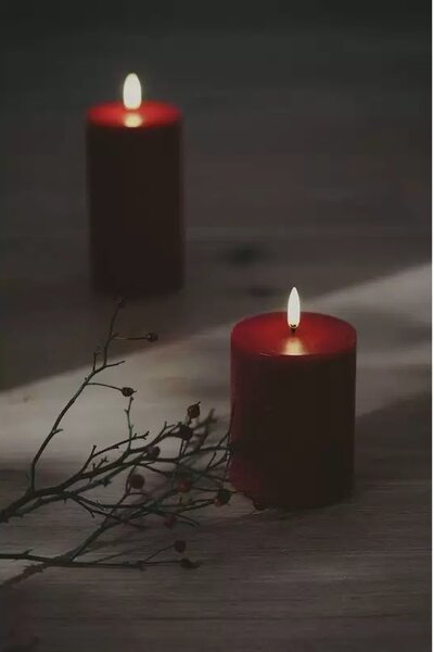 Pillar Candle LED 7,8 x 20,3 cm Rustic Carmine Red - Uyuni Lighting