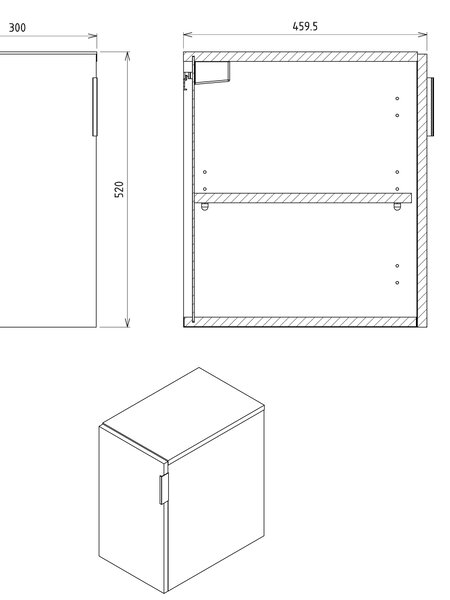 Sapho Sapho, dulap CIRASA cu usa inferioara 30x52x46cm, dreapta/stânga, stejar Alabama, CR302-2222