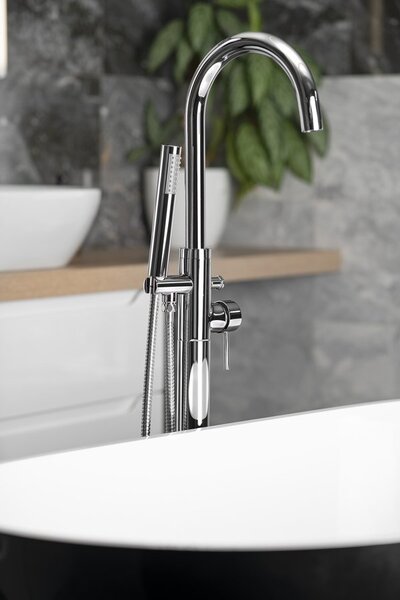 Aqualine Sapho, baterie de baie CETO cu racord la podea, 1175 mm, crom, BV357