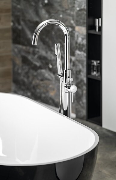 Aqualine Sapho, baterie de baie CETO cu racord la podea, 1175 mm, crom, BV357