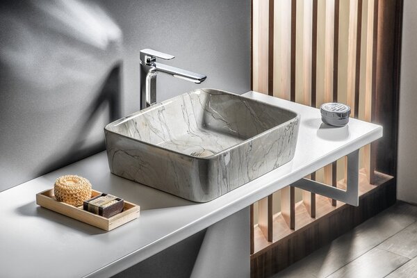 Sapho Sapho, chiuveta ceramica DALMA 48x13x38 cm, grigio, MM513