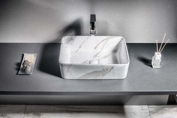 Sapho Sapho, chiuveta ceramica DALMA 48x13x38 cm, carrara, MM517