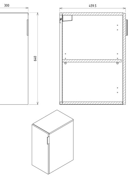 Sapho Sapho, dulap CIRASA cu usa inferioara 30x64x46cm, dreapta/stânga, Sienna, CR301-4242