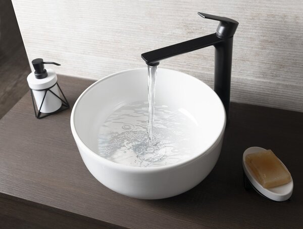 Sapho Sapho, chiuveta ceramica blat EMMI, diametru 33 cm, alb, TU0077