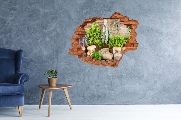 Autocolant 3D gaura cu priveliște Bucătărie verde cu ierburi aromatice
