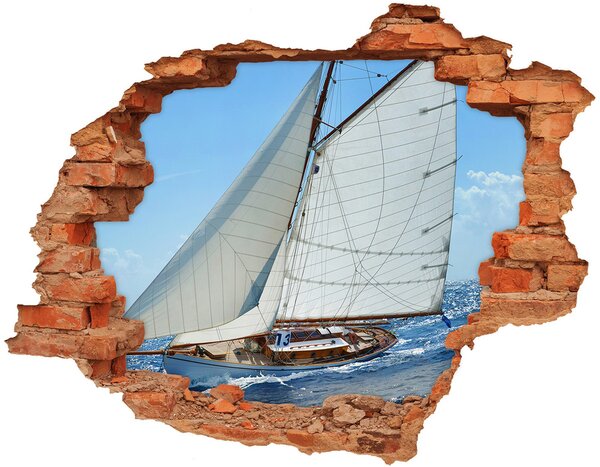 Fototapet 3D gaură în perete Un iaht pe valurile mării