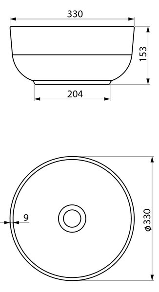 Sapho Sapho, chiuveta ceramica blat EMMI, diametru 33 cm, alb, TU0077