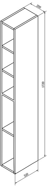 Sapho Sapho, dulap cu etaj deschis ESPACE 20x172x32cm, stejar Alabama, ESC100-2222