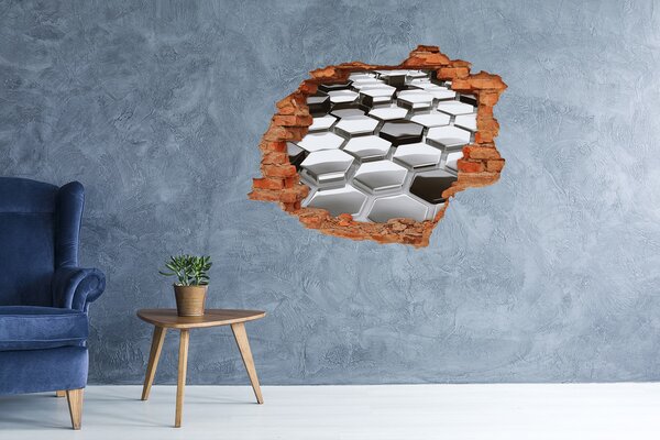 Autocolant gaură 3D Hexagone moderne în beton
