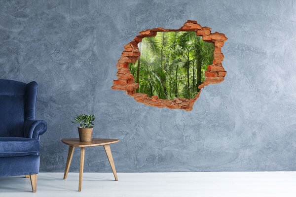 Fototapet 3D gaură în perete Jungla tropicală din spatele zidului
