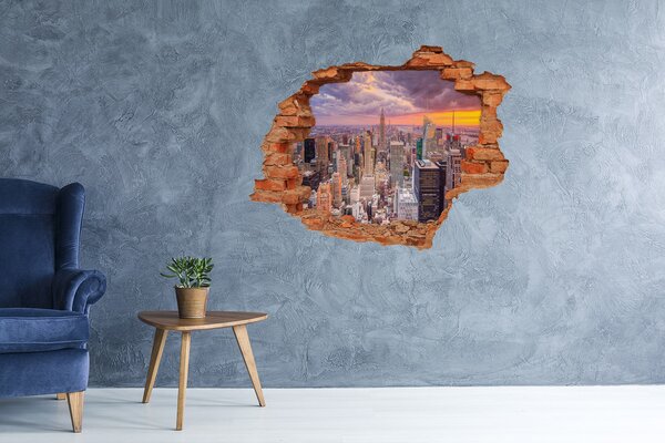 Autocolant 3D gaura cu priveliște New York la apus