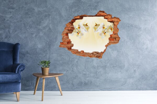 Autocolant de perete gaură 3D O oază florală în spatele peretelui