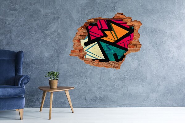 Autocolant gaură 3D O pictură murală colorată într-o gaură din perete