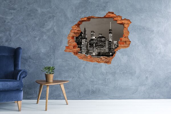 Autocolant 3D gaura cu priveliște Orizontul New York-ului noaptea