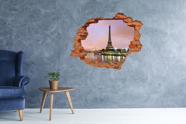 Autocolant 3D gaura cu priveliște Turnul Eiffel la amurg