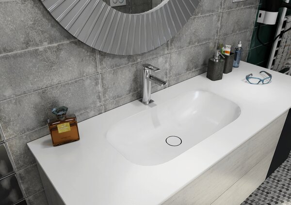 Sapho Sapho, chiuveta sub blat IMPALA 588x166x355mm, Rockstone, alb mat, IM540