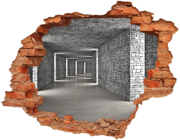 Autocolant de perete gaură 3D Un zid în ruine care dă spre un spațiu gol