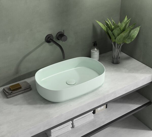 Sapho Sapho, chiuveta ceramica blat INFINITY OVAL, 55x36 cm, verde mat Mint, 10NF65055-2T