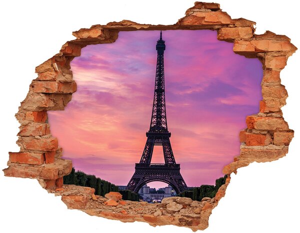 Autocolant un zid spart cu priveliște Turnul Eiffel la apus