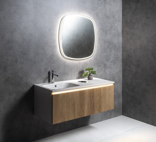 Sapho Sapho, dulap LOREA cu chiuveta 121x46x51,5cm (30+90cm), dreapta, stejar collingwood/negru mat, LE090-1935-R-03