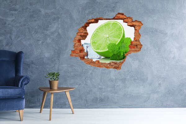 Fototapet 3D gaură în perete Lime proaspătă cu mentă
