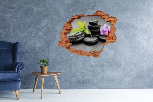 Autocolant de perete gaură 3D O priveliște relaxantă cu pietre și plante