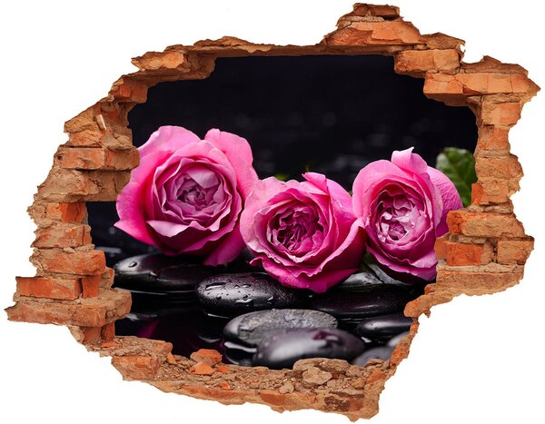 Autocolant gaură 3D trandafiri roz