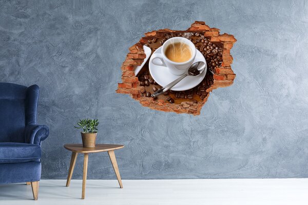 Autocolant 3D gaura cu priveliște Cafea în stil industrial