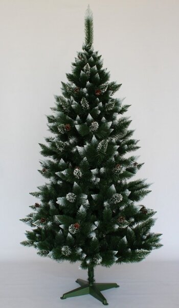 Pom de Crăciun frumos decorat cu zăpadă, pin cu conuri de pin 150 cm