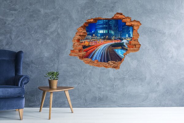 Autocolant 3D gaura cu priveliște Oraș modern noaptea